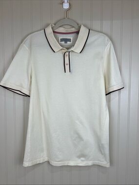 Ted Baker London 100% Cotton Textured Polo Shirt with Dark Tipping Size 3 Medium